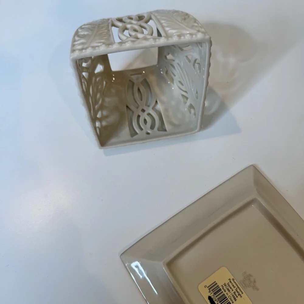 Lenox Illuminations Pierced Tealight Votive Holder with a square base